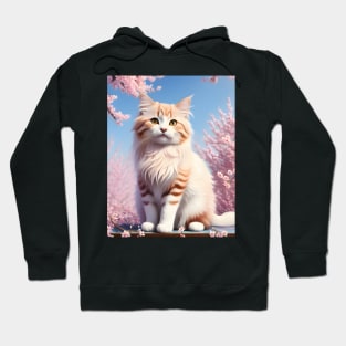 Cat in a cherry blossom tree - Modern digital art Hoodie